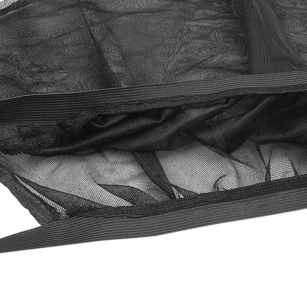 Car side window sunshade mesh installed on vehicle door with elastic strip fixation