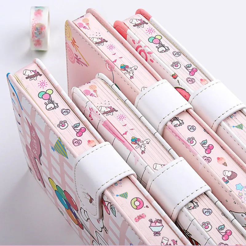 Small white Kaba Bear notebook with magnetic buckle closed, showing A6 size.