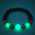 Luminous beaded bracelet for women with fluorescent stone beads, 55mm inner diameter, ancient bronze electroplating