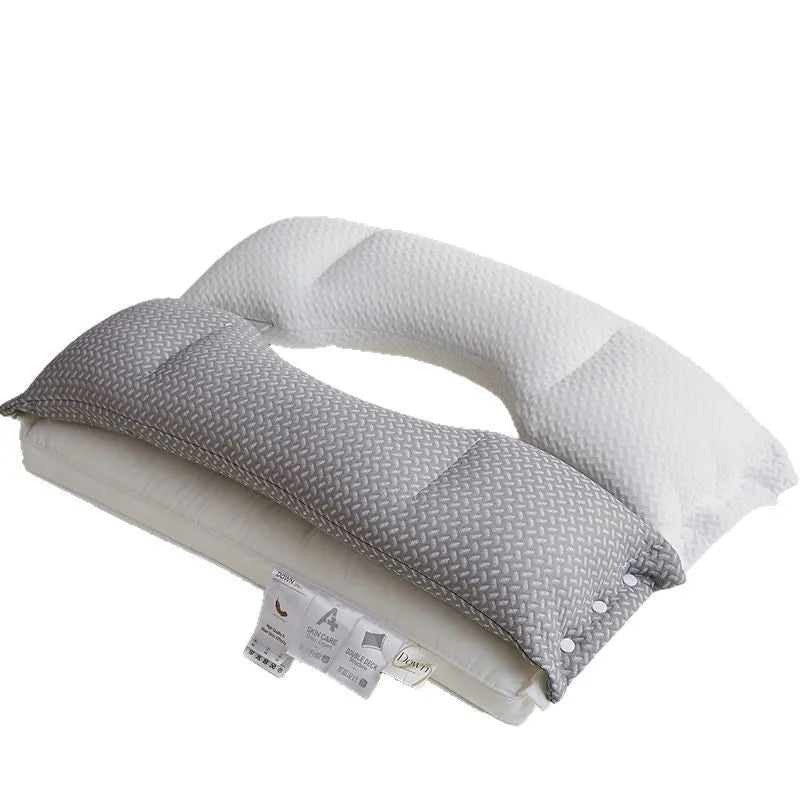 Double-layer chemical fibre pillow for cervical support, single size 40x60cm, simple style, three loft options