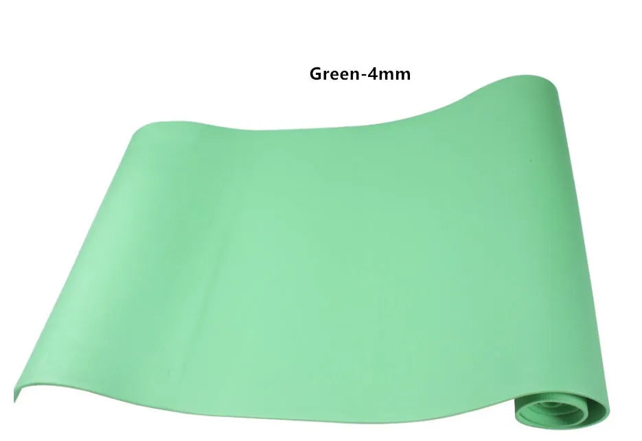 Red EVA fitness yoga mat, 173cm long, shown flat on a wooden floor.