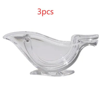 Transparent acrylic manual lemon juicer with bird shape design for squeezing lemon slices