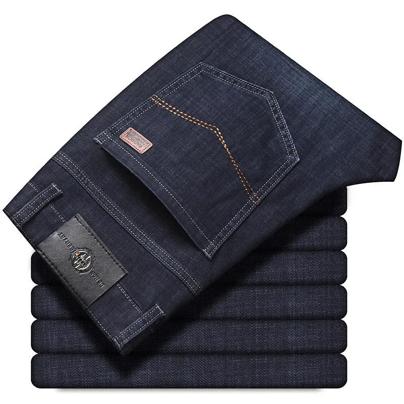 Stretch jeans in straight-leg style showing K276 Black and K276 Blue colour options