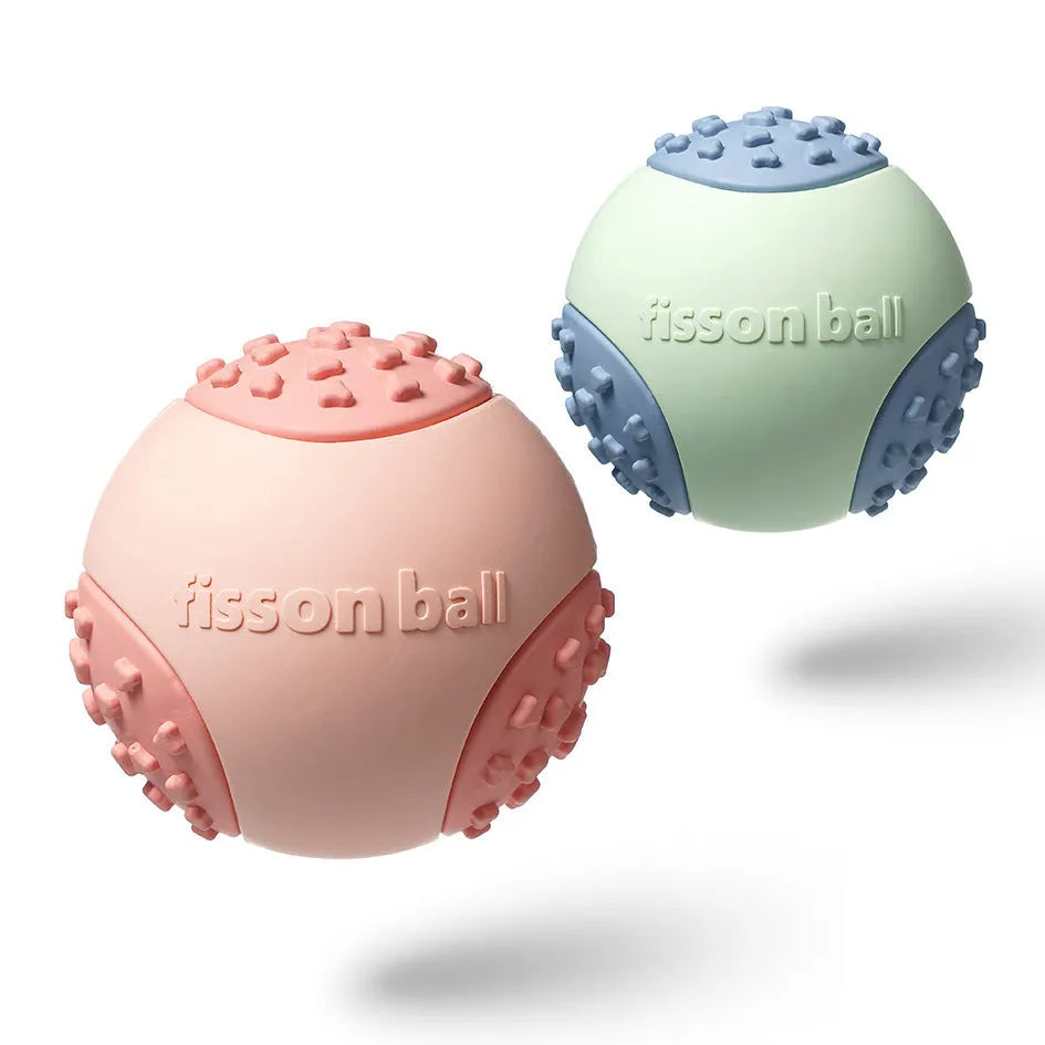 Green or pink rolling ball dog toy with 64mm diameter for small medium dogs