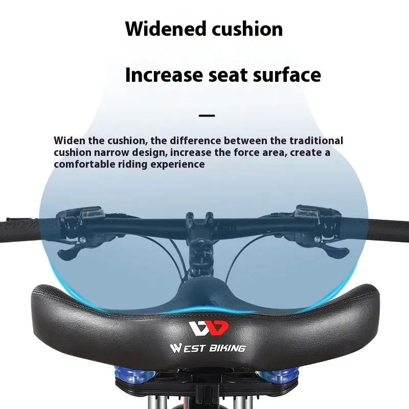 Black leather bicycle saddle cushion with thick polyurethane foam padding.