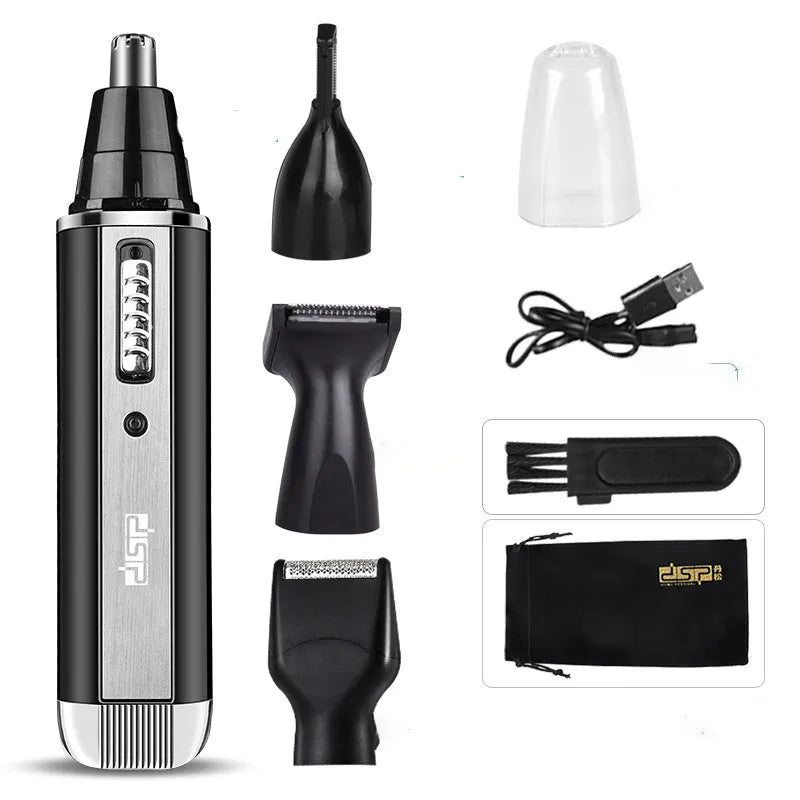 Men's electric shaver for facial hair and nose trimming in blue, black or silver colours