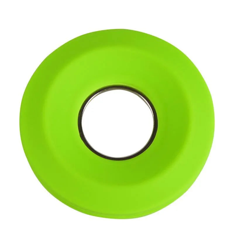 Donut-shaped silicone cord reel in three colours for organising headphones and phone cables