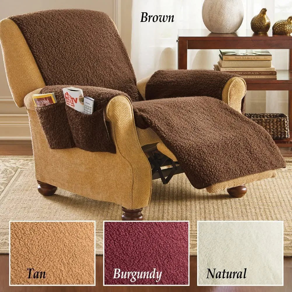 Polyester sofa cushion cover in lamb wool colours with 55cm, 64cm, and 71cm width options