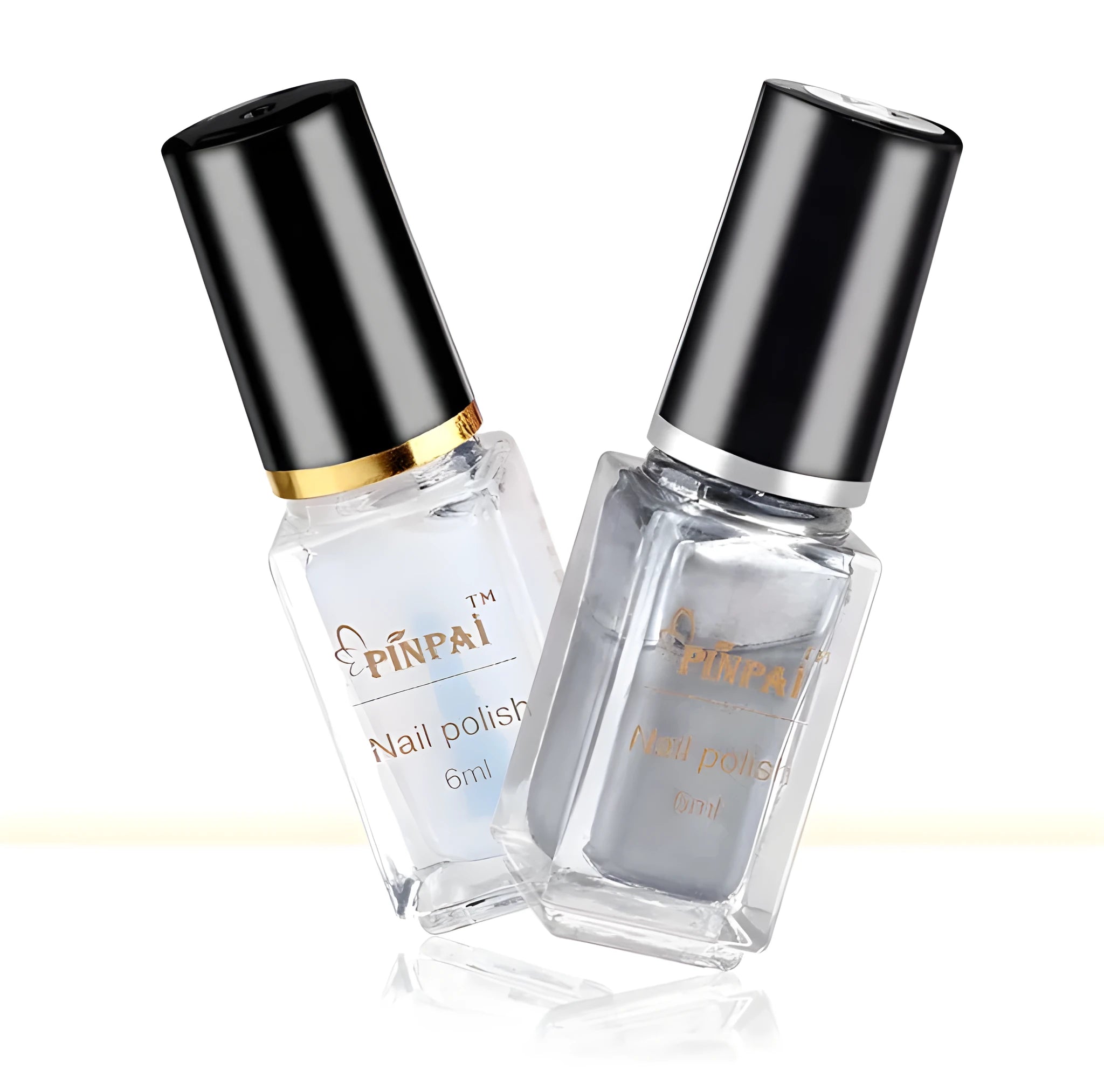 6ml bottle of mirror silver chrome nail polish with metallic reflective finish