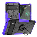 Magnetic car ring bracket phone case for Google Pixel 6 in black with Mecha Bear design and TPU shockproof construction