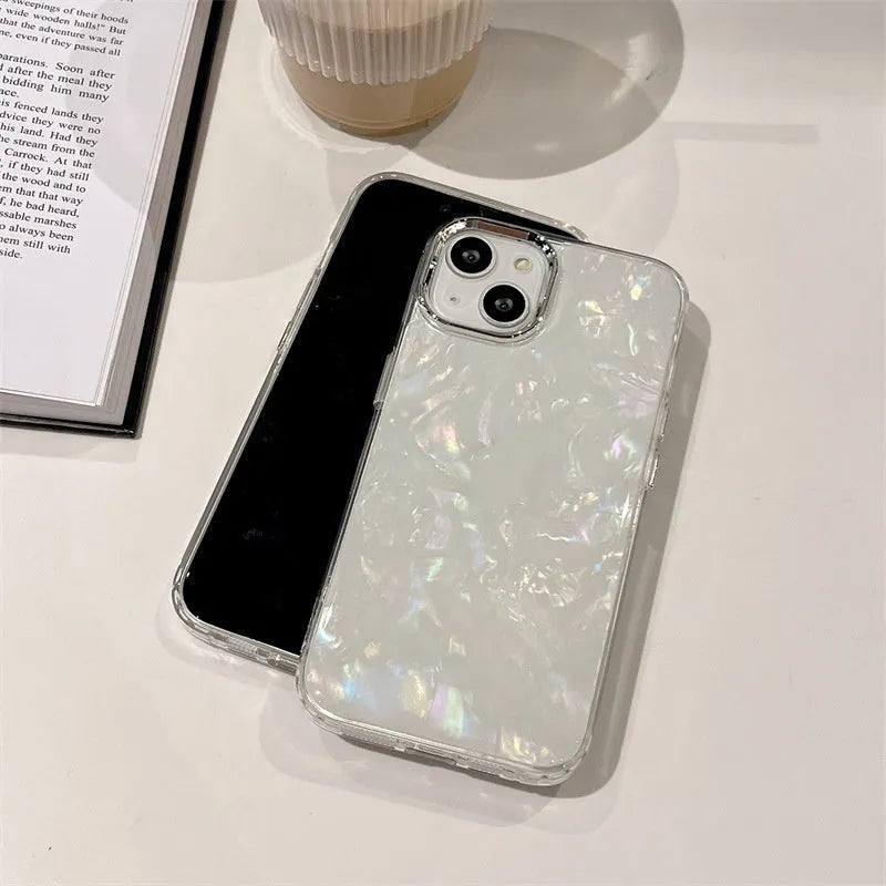 Super Fairy Dream Shell Pattern TPU Phone Case for iPhone 14 Pro - White Fantasy Shell Design