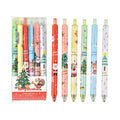 Cartoon design Christmas reward gift signature pen set with 6 pieces and black refills