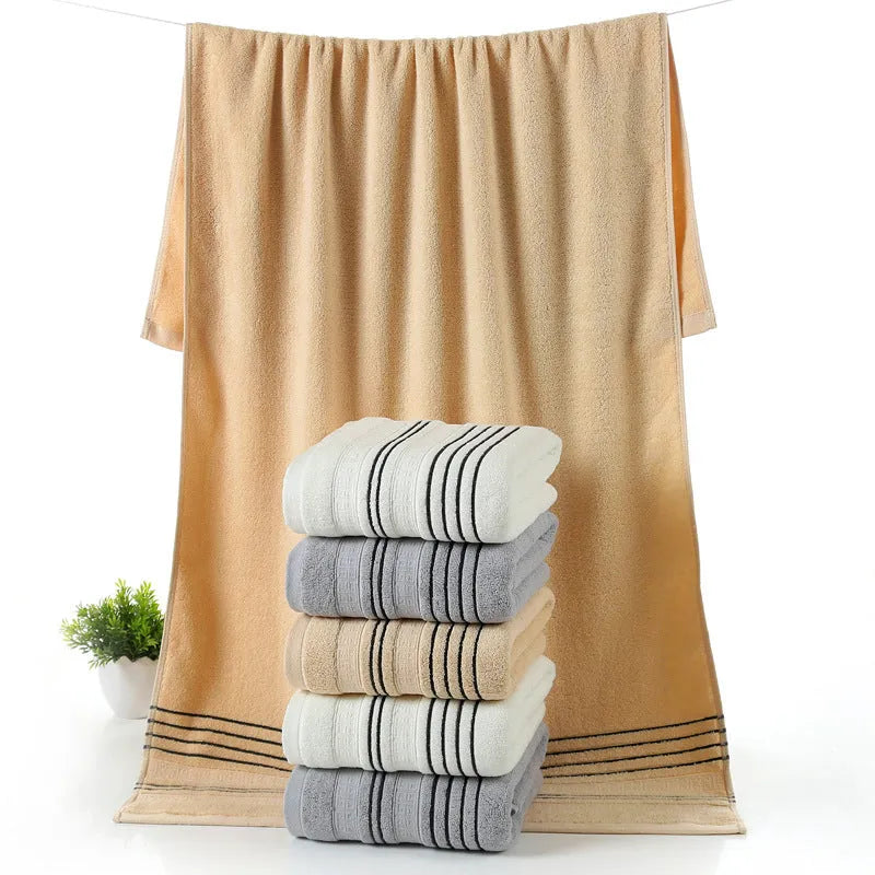 Pure cotton bath towel set with one large bath towel and two hand towels in neutral colour options