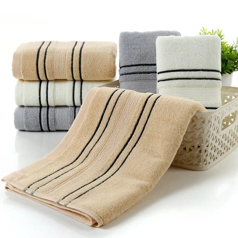 Pure cotton bath towel set with one large bath towel and two hand towels in neutral colour options