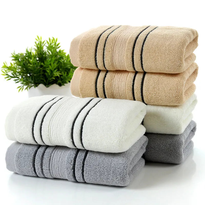 Pure cotton bath towel set with one large bath towel and two hand towels in neutral colour options