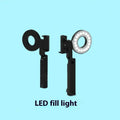 Black handheld LED fill light for phone photography measuring 14.5x25.8x4.7cm
