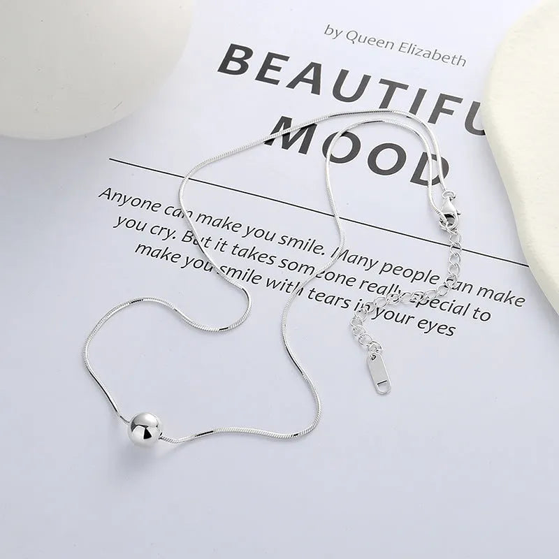 925 silver clavicle chain necklace with small round YFL376 colour pendant