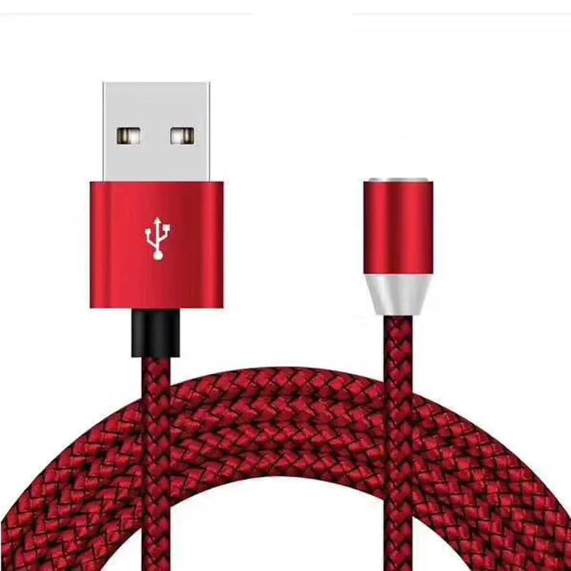 3-in-1 magnetic charging cable with Android, Type C, and Apple connectors in multiple colours