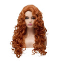 Brown long wavy curly wig on wig head cover for Halloween cosplay