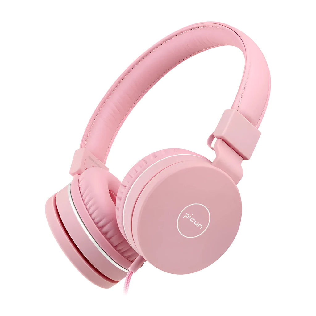 BENGOO wired over-ear headset with microphone in mint green, showing 3.5mm plug and soft braid cable.