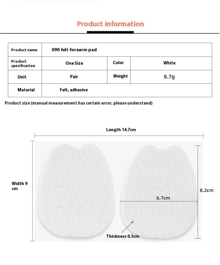 White thin felt anti-wear sticker for shoe tongue and front palm protection.