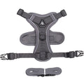 Cat anti-breakaway chest harness with 1.5-metre flat rope lead in grey, silver gradient chain detail