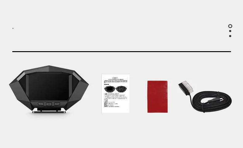 Black car HUD head-up display with HD LCD screen, OBD cable and anti-slip pad