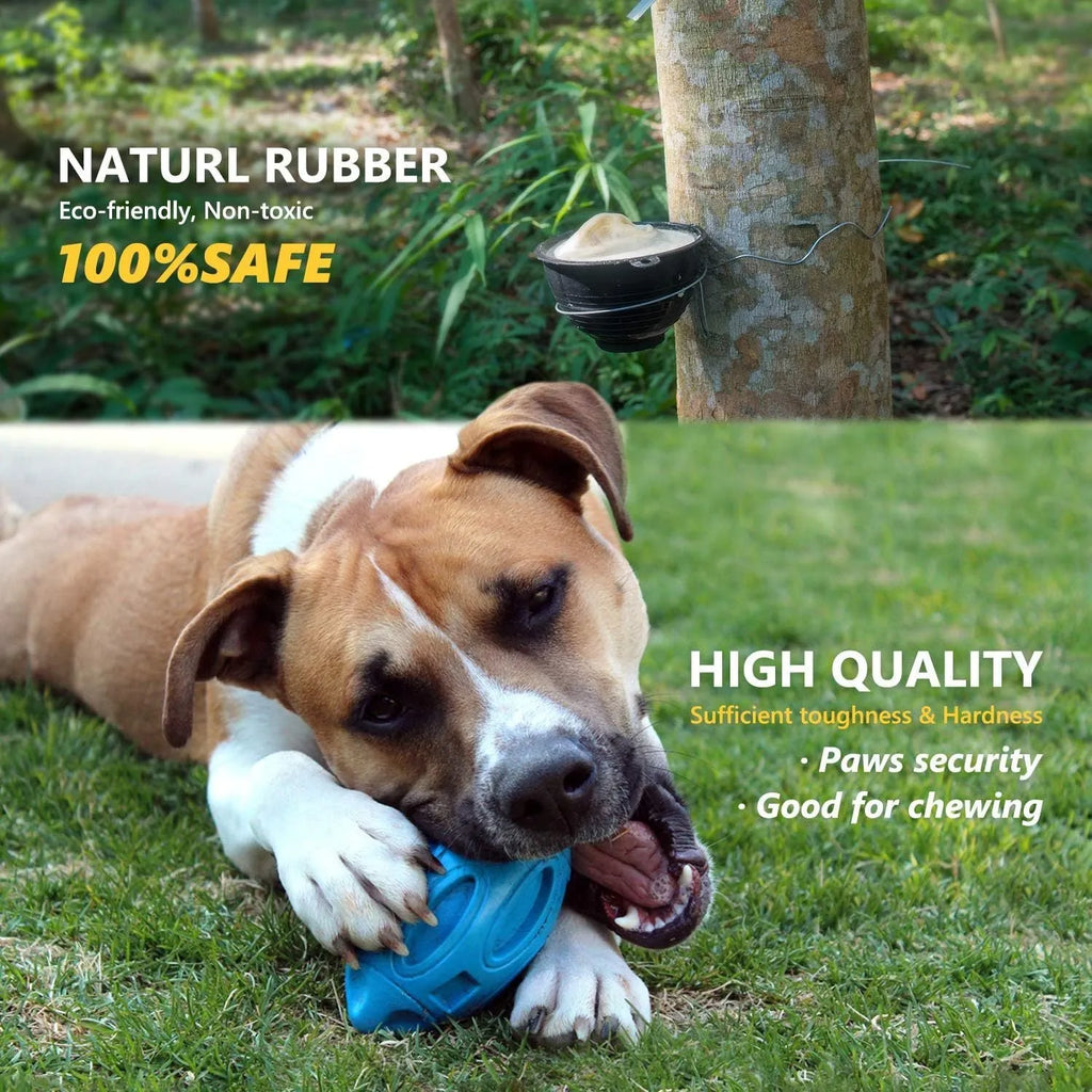 Blue green orange rubber squeaky dog chew toy for medium large breed aggressive chewers