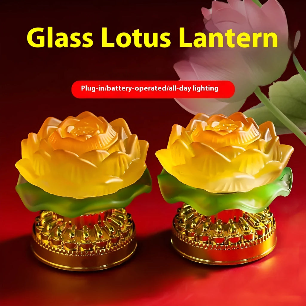 Chinese style yellow lotus lamp for Buddha front household shrine decoration