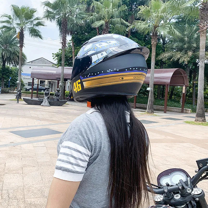 ABS motorcycle helmet in Dragon colour showing full-face design with sizes ranging from small to 3XL