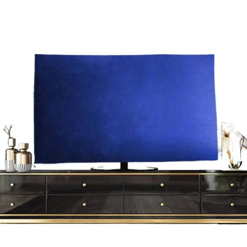 Velvet fabric TV dust cover for LCD screens in pink, black, grey, khaki, green, or blue.