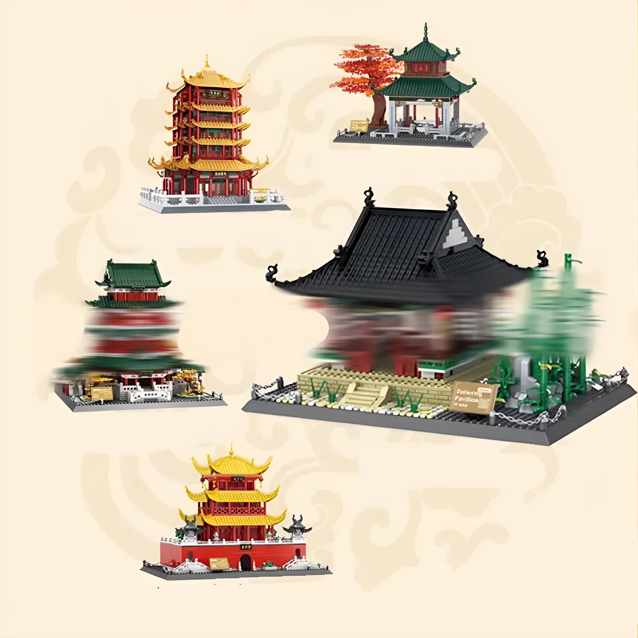 Wange small particle ABS plastic building blocks set with global architecture models