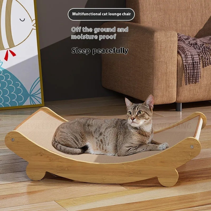 U-shaped sisal cat scratch board recliner lounge chair in pastoral style