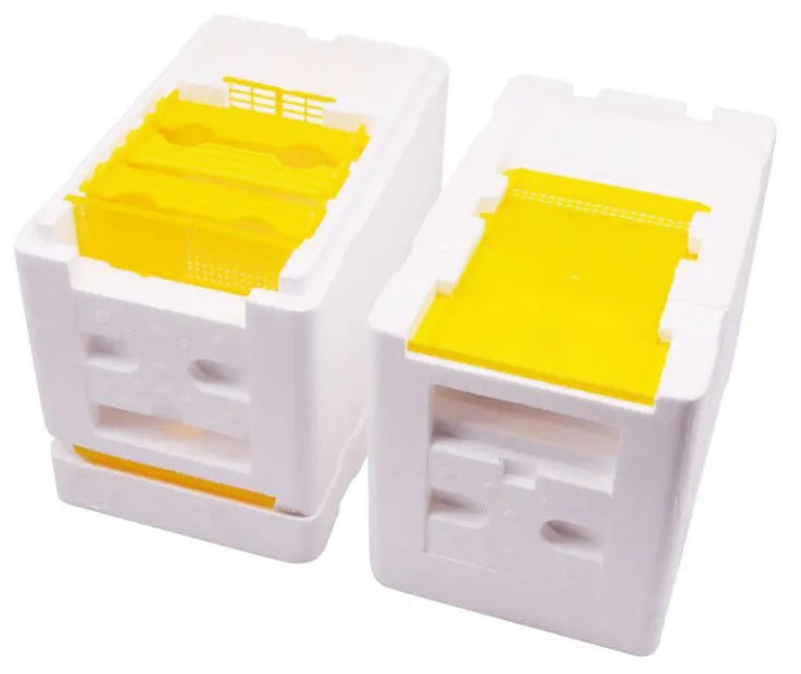 Three white EPS foam mini boxes for beekeeping tool storage and transport.