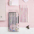 Set of six black Creative Sakura gel pens with 0.5mm needle tips on a white background.