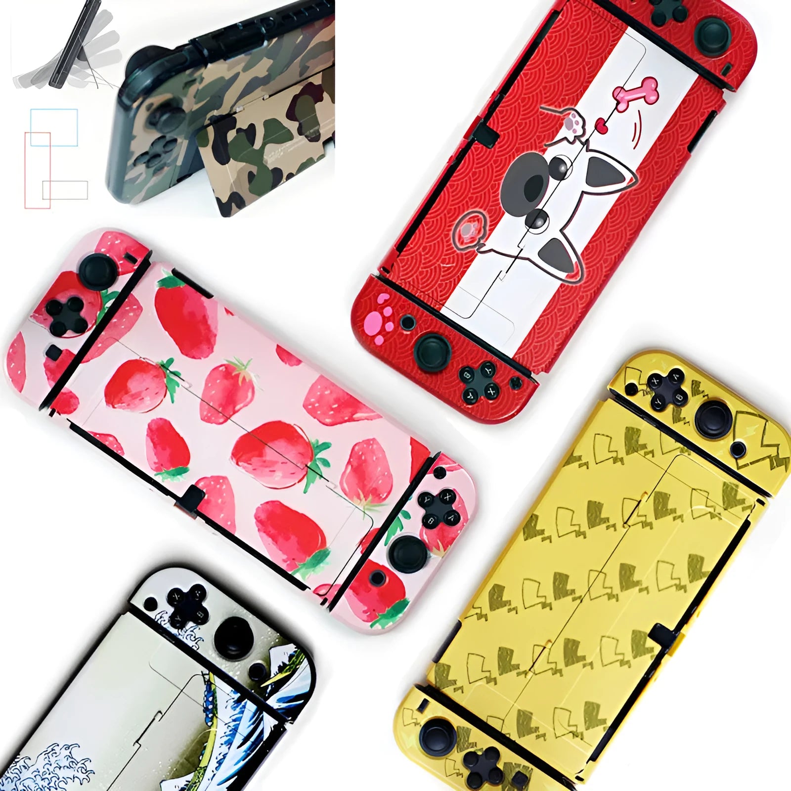 Nintendo Switch OLED hard protective case in decorative shell pattern with analogue caps