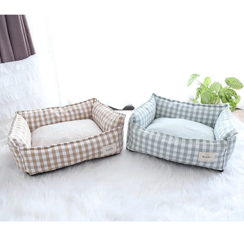 Removable washable cloth cat nest with apricot lambswool cover for small to large cats