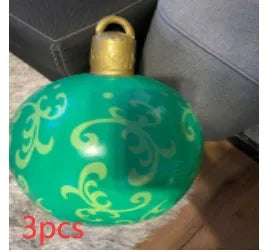 Large 60cm diameter inflatable PVC Christmas ball decoration for outdoor tree hanging