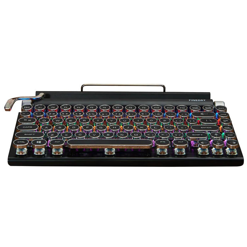 Black Dot retro typewriter style Bluetooth mechanical keyboard with colourful backlight