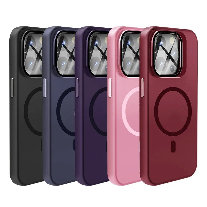 Magnetic bracket phone case for iPhone 14 Pro in transparent black with invisible stand