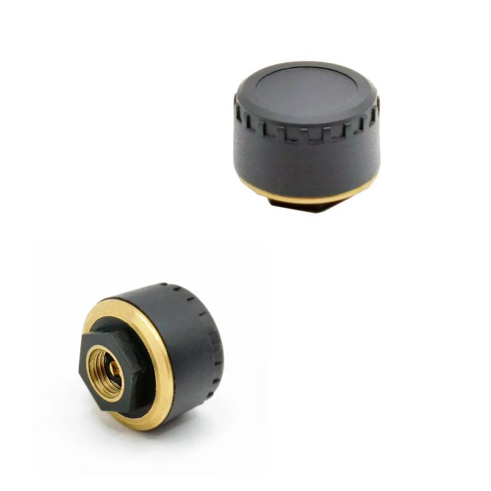 Four black Bluetooth tyre pressure sensors for car with mobile phone display