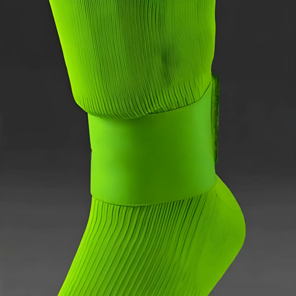 Elastic rubber football shin guard fixing belt showing red, blue, black and white colour options