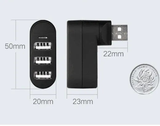 Black and white USB 2.0 hub splitter with multiple high-speed expansion ports for computer connectivity
