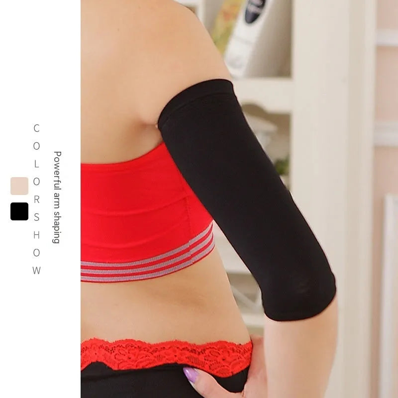 Women's shaping arm sleeves in nylon blend, black and skin colour options, free size