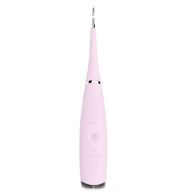 Pink and blue waterproof electric dental calculus remover tool on a white background