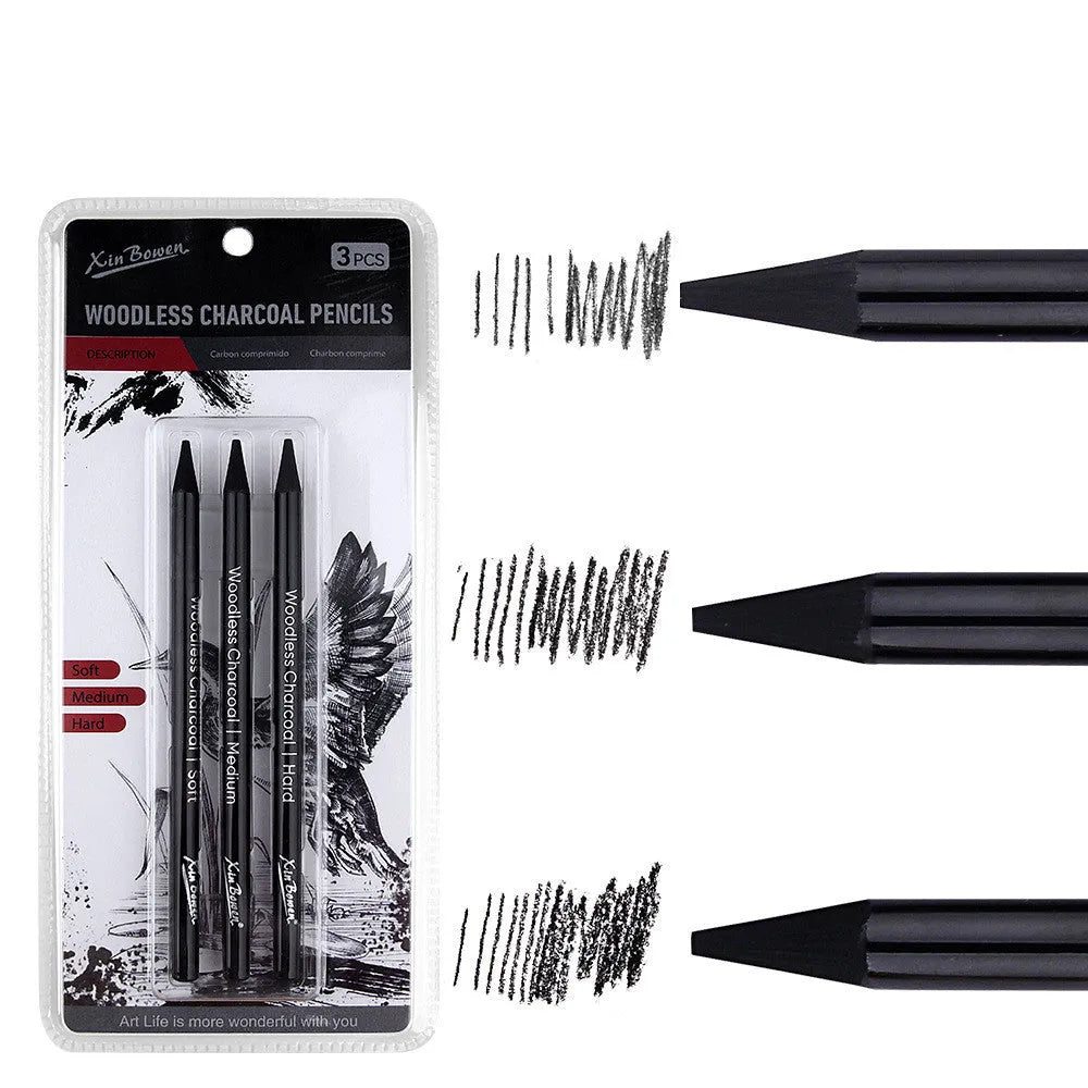 Six graphite sketching pencils in wood-free full lead design with HB 2B 4B 6B 8B EE grades