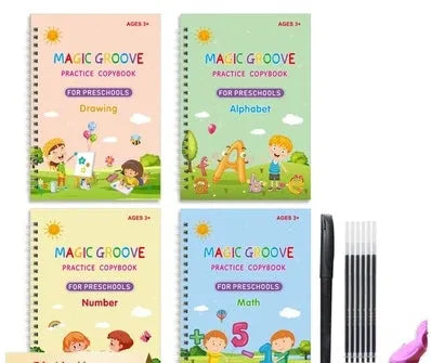 Children's English groove magic practice pen with notched post design and ten refill tips