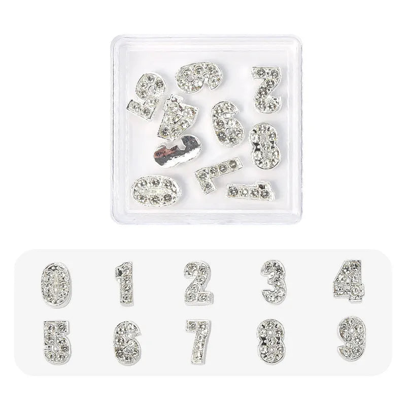 12 Constellation Nail Art Accessories set of metal alloy Princess Series decals with letters pattern in gold tone