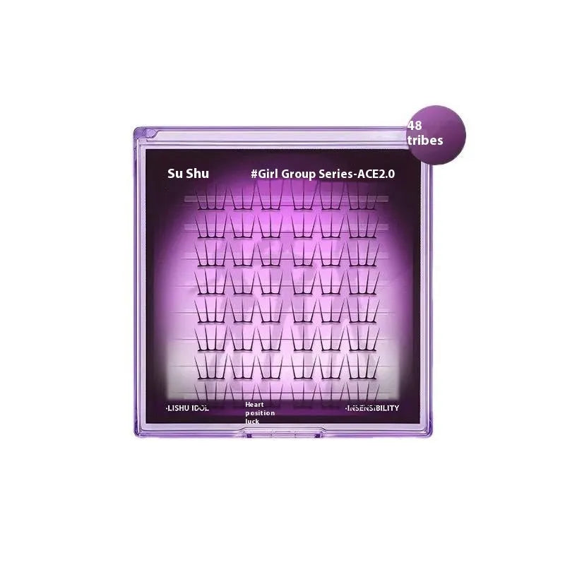 Reusable artificial fibre false eyelash clusters in cluster packaging with optional tweezers