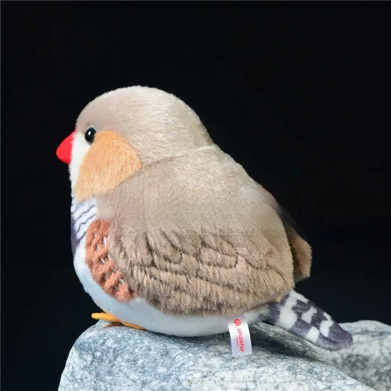 Cute pearl bird parrot plush toy, 12cm height, soft PP cotton fill, white pearl colour, sitting on a flat surface.